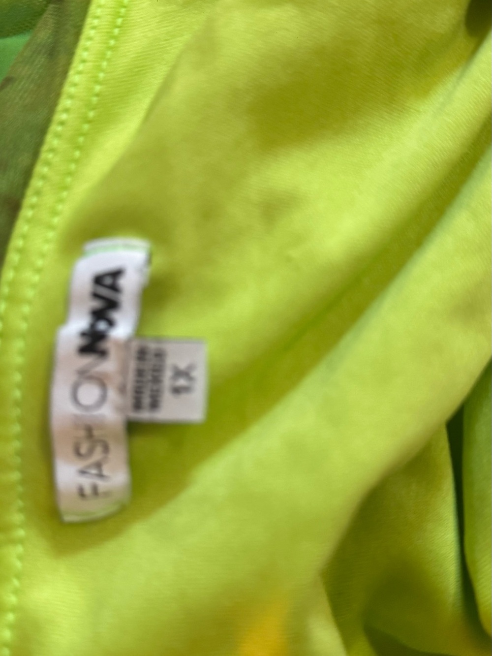 Fashion Nova One-Shoulder Colorblock Blue & Lime Green Bodycon Dress - Picture 6 of 7